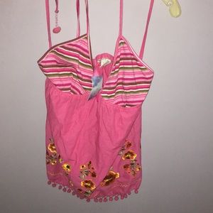 Blue plate pink fun top
